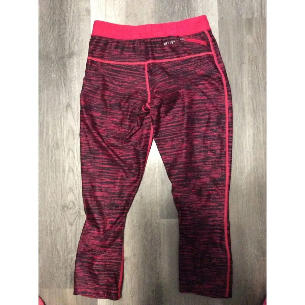 Nike Dri Fit Leggings Medium M Pink Black Capri